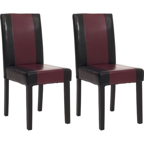 [NON UTILIZZATO] Set 2x sedie Littau ecopelle soggiorno cucina sala da pranzo 56x43x90cm nero e rosso piedi scuri (1/5)