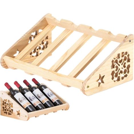 Casier À Vin en Bois, Organisateur De 4 Bouteilles De Vin, Comptoir Rustique, Support De Bouteille De Vin, Support De Stockage De Vin Autoportant pour Maison (1/5)