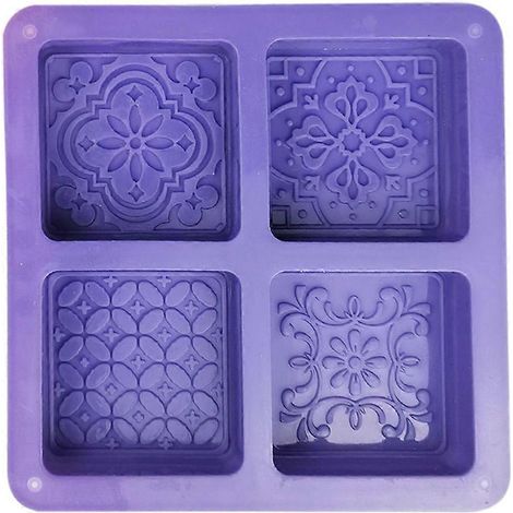 Moule en silicone à savon, 4 cavités carrées, moules à fleurs pour la pâtisserie, la fabrication de savons, de bougies, de gelées, de gâteaux et de chocolats, outil fait maison