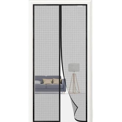 Moustiquaire magnétique pour porte ou fenêtre, 80 x 200 cm, modèle récent 2023, rideau anti-moustiques sans perçage, couleur noir (1/4)
