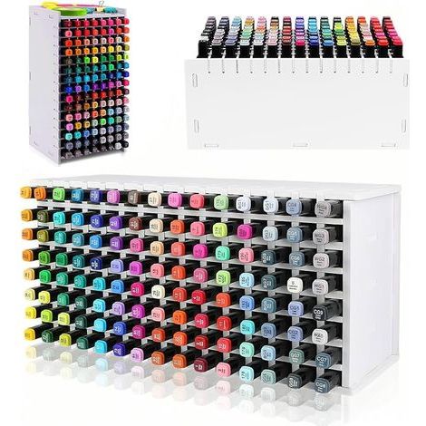 Organiseur De Bureau 120 Stylos,Boite Rangement Feutre, Marker Organizer, Alkohol Marker Aufbewahrung, Stifte Organizer avec 6 Séparateurs,Convient Aux Crayons De Couleur, Marqueurs (1/5)