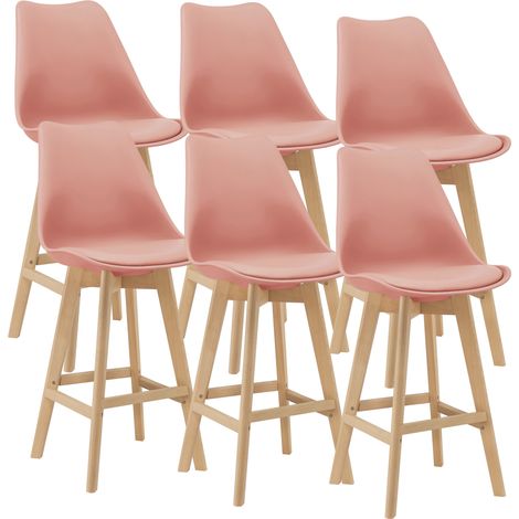 6er-Set Barstuhl mit Rückenlehne Lublin Rosé en.casa