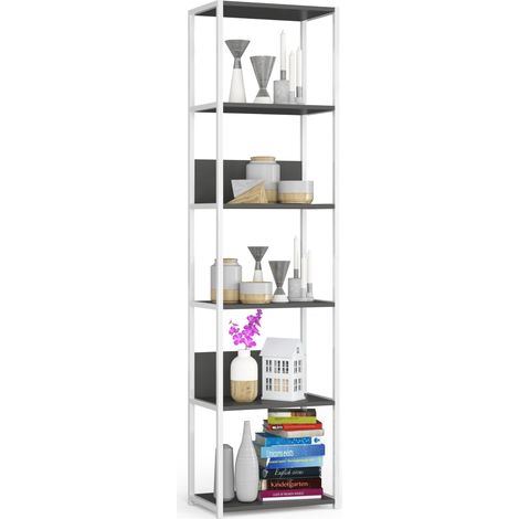 Étagère murale industrielle AKORD Blanche - Grise 50 cm 6 étagères 50x32x192 cm (1/5)