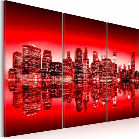 Tableau lumière rouge au-dessus de new york - 120 x 80 cm (1/4)