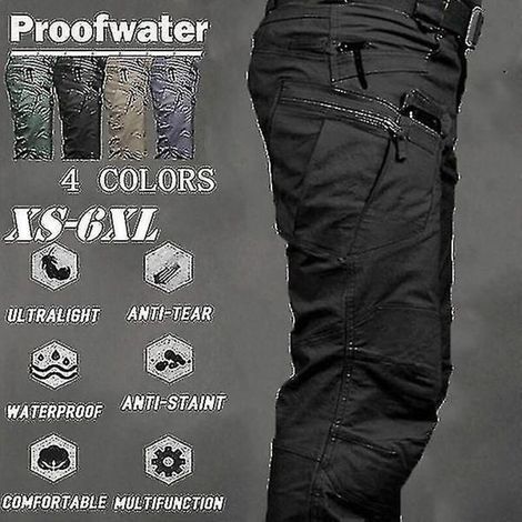 Taktische Cargohose für Herren, SWAT-Hose, Wanderhose mit vielen Taschen für Outdoor-Sportarten, Trainingsoverall, Militärhose – XL – Schwarz (1/5)