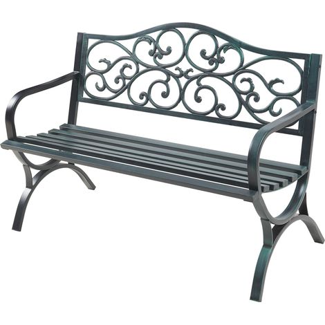 Panca da giardino 127 x 53 x 79 cm acciaio grigio scuro con patina verde 030008964