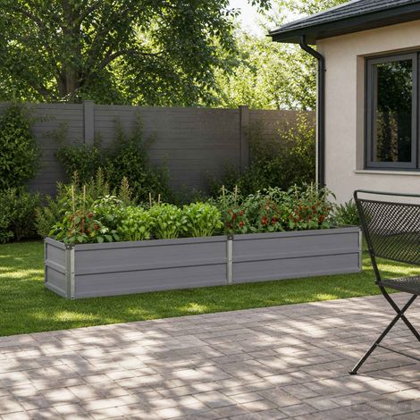 vidaXL Cama de Jardín Elevada Gris 160 x 40 x 24 cm (1/5)
