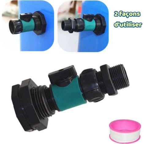 Rainwater tank drain valve kit, hose connection accessories, waterproof tank adapter, drain adapter, hose adapter (2 applications) (1/4)