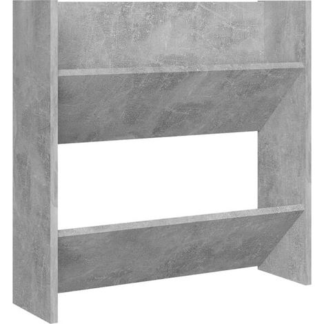 Meuble à chaussures mural, gris ciment, 60 x 18 x 60 cm, panneaux de particules (1/5)