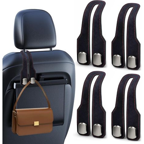 4 Pieces Car Headrest Hooks Double Hooks for Car Seat Back Hooks Universal Car Seat Hooks for Handbag Bags and Other Items (1/5)
