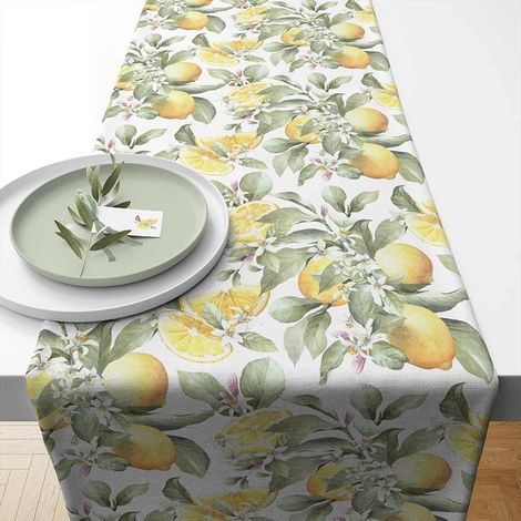 Chemin de table en coton Citrons 40 x 150 cm (1/3)