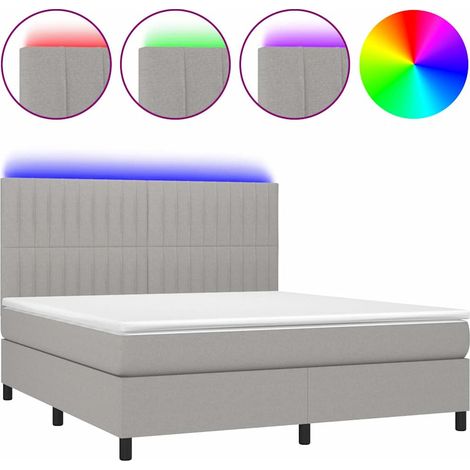 Maison Exclusive - Letto a Molle Materasso e LED Grigio Chiaro 160x200 cm Tessuto (1/5)