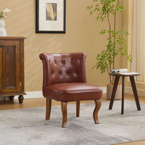 Fauteuil lounge en cuir véritable marron – pieds en hévéa massif, fauteuil de salon confortable