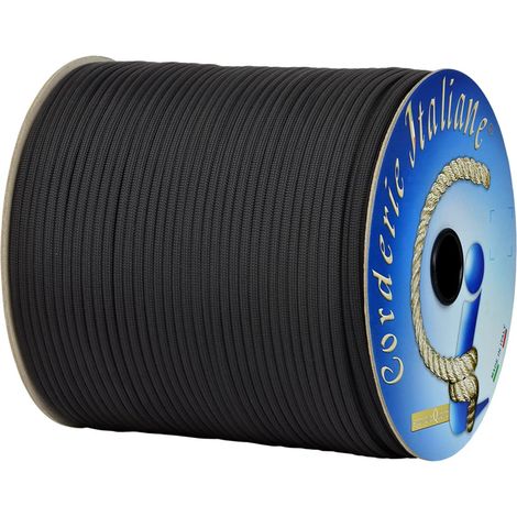 Paracord 550 Type III Basic, nero 4 mm - 10 mt, anima 7 fili, 100% Made in Italy 006078869 Corderie Italiane (1/4)