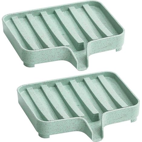 Lot de 2 étagères d'évacuation, protège-évier autonettoyantes, étagère de salle de bain (verte)-AquaForge