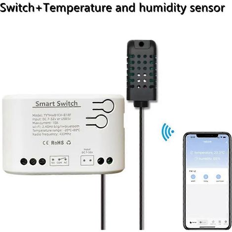 Relais de surveillance de la température et de l'humidité Tuya Smart Life WiFi avec capteur de thermostat passif et contrôle de l'humidité (1/5)