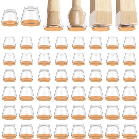 Juego de 48 almohadillas protectoras de silicona para patas de sillas y muebles, 24 medianas + 24 grandes, de fieltro antideslizante, protegen los suelos de parqué de arañazos y reducen el ruido. (1/5)