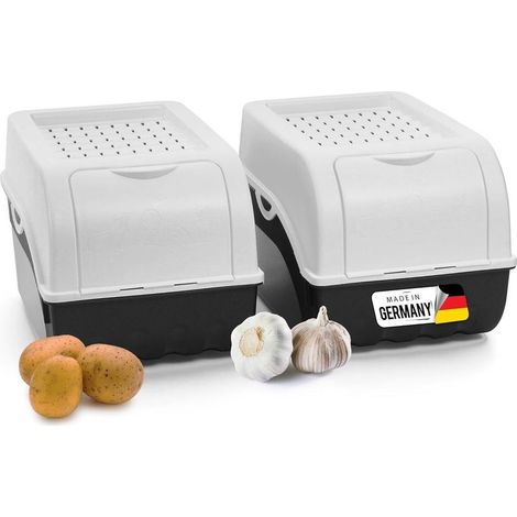 Boîte de rangement pommes de terre 2x5L blanche empilable
