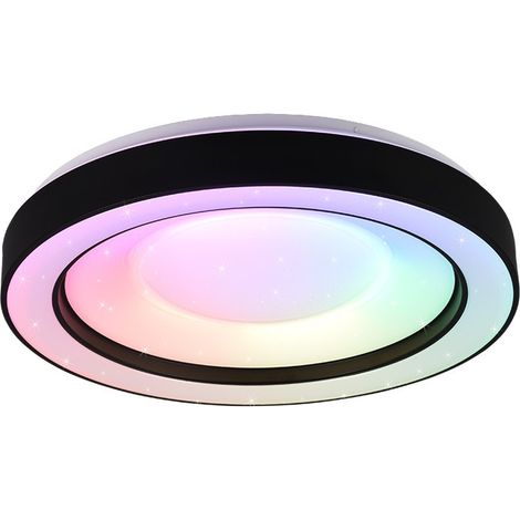 Plafoniera LED RGB, plastica, nero opaco, D49 cm, Arco (1/5)