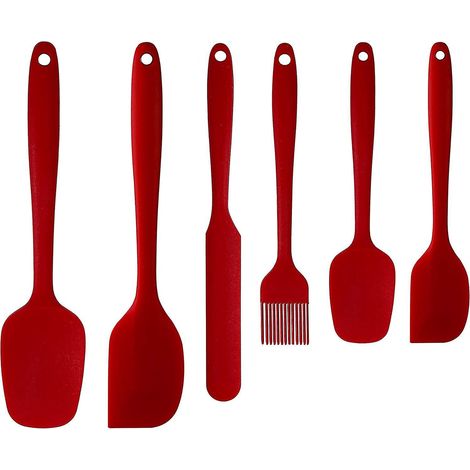 spatule Silicone De Cuisine Lot De 6, Rsistantes  La Chaleur Qualit Alimentaire Ustensiles En Silicone Antiadhsif Pour La Cuisson, La Ptisserie Et (1/5)