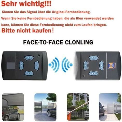Télécommande de garage HSM4 868 MHz, télécommande de porte, remplacement pour Hörmann émetteur portatif HSM 4, 868,3 MHz, 4 touches, portée 30 m, avec pile 2 paquets (1/3)