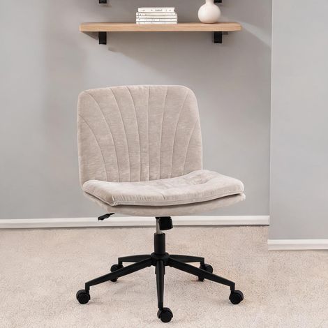 Chaise de bureau beige en polyester 67 x 62 x 93 cm (1/5)
