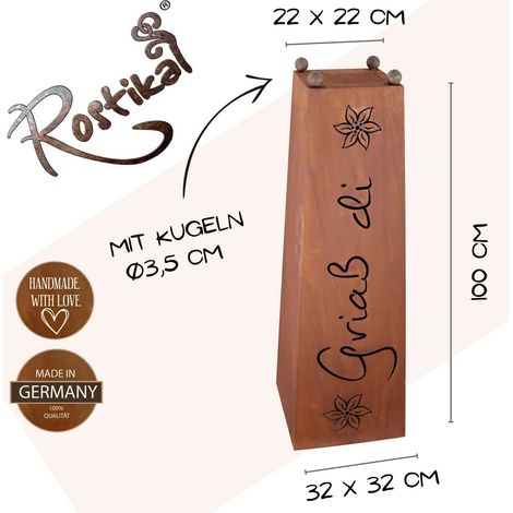 Colonne Décorative de Jardin en Métal Rouille Patiné avec Vasque Fleurie Edelweiss 1 m - PANGIVO