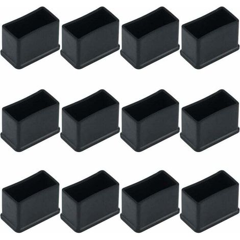 Lot de 12 embouts de protection rectangulaires en feutre de caoutchouc pour pieds de table ou de chaise Noir 15 x 30 mm, (1/4)