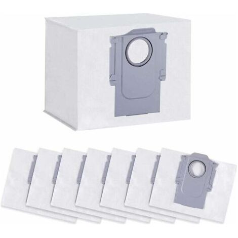 Pack de 8 sacs à poussière pour Roborock S7 MaxV Ultra / S7 Pro Ultra / Q7+ / Q7 Max+ / Q5+ station d'aspiration pour aspirateur, sac de rechange jetable grande capacité 3L ensemble d'accessoires pour