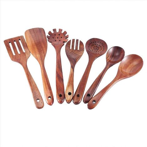 Küchenutensilien aus Holz, 7-teilig: Holzlöffel und Pfannenwender (1/5)