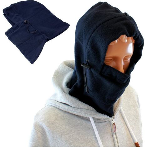 cache-cou, bonnet, écharpe, cagoule polaire, bleu marine (1/3)