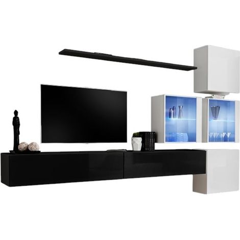 Set di mobili da soggiorno SWITCH XIX – Design moderno – Nero e bianco lucido