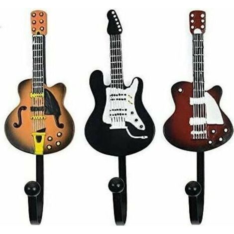 Wandhaken – Dekorative gitarrenförmige Haken für Zuhause und Schlafzimmer, für Hüte, Mäntel und Kleidung, 3 Stück (1/4)