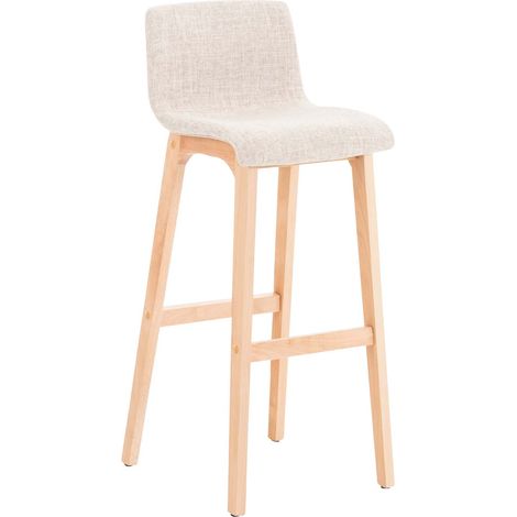 Sgabello da bar x1 con poggiapiedi struttura a 4 gambe in legno seduta in tessuto crema 100004972