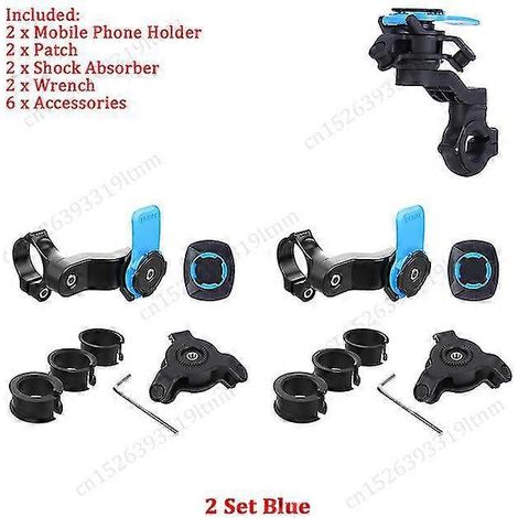 Motorrad-Handyhalterung mit Stoßdämpfer, Vierfachverriegelung, stoßfester Lenkerhalterung – 2er-Set, blau