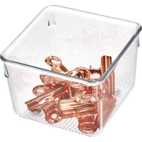 iDesign Linus Divisorio per cassetti, Piccolo organizzatore cassetti cucina per utensili in plastica, trasparente (1/5)