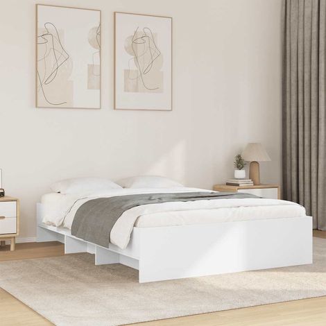 Cadre de lit avec rangement 120 x 200 cm en bois d’ingénierie blanc, sans matelas - PANGIVO (1/5)