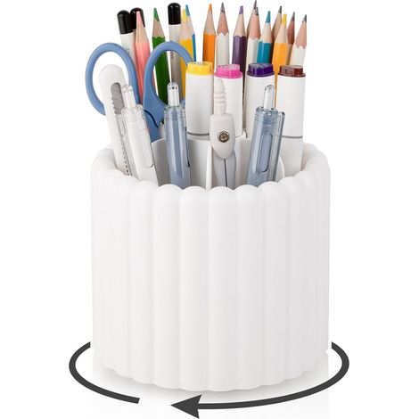 360° drehbarer Stiftehalter, Schreibtisch-Organizer mit 7 Fächern, abnehmbarer Stiftehalter, Schreibtisch-Organizer aus Kunststoff für Künstlerbedarf und Zubehör (Geschikt voor) für Büro, Schule und Z