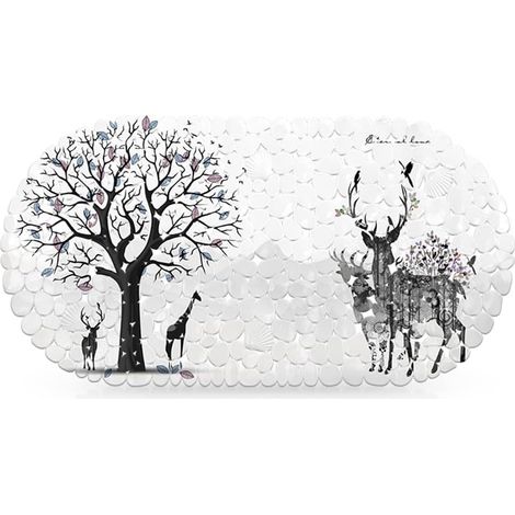 Tapis de bain antidérapant, Elk Forest, tapis de bain antidérapant, avec ventouse, lavable, L x l : 36 x 68 cm, vert (1/5)