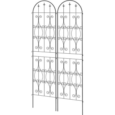 Lot de 2 supports pour plantes grimpantes, treillis de jardin, pour légumes, vignes, fleurs, en métal, 50 x 220 cm, noir