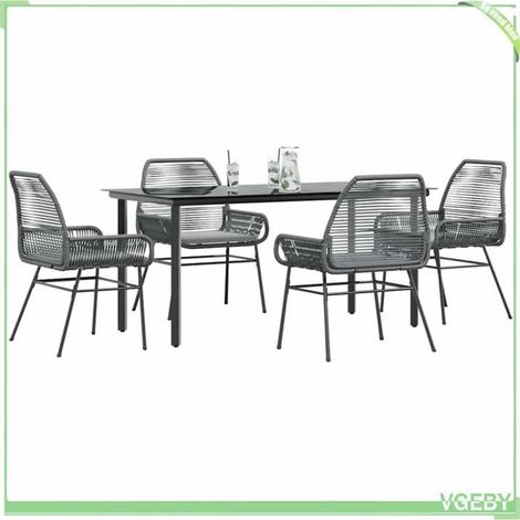 Ensemble table et chaises - 3334579 - Poly rotin - Plateau verre trempé - Coussins amovibles (1/5)
