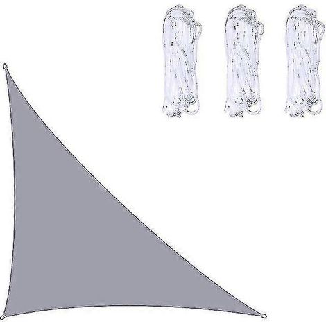 Pare-soleil triangulaire étanche 3x3x4,3 m / 4x4x5,7 m / 5x5x7,1 m pour jardin, terrasse, auvent extérieur, auvent de piscine, camping (Gris 5x5x7,1) (1/2)