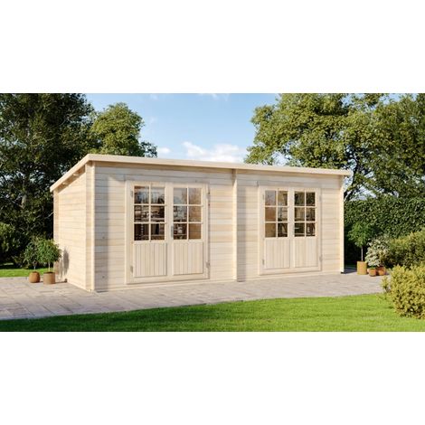 Alpholz Gartenhaus Maria Twin Gartenhaus aus Holz, Holzhaus mit 28 mm Wandstärke, Blockbohlenhaus mit Montagematerial (1/5)