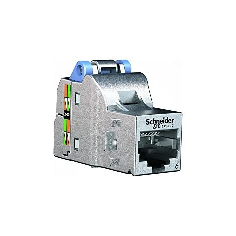Schneider Electric – Connecteur RJ45 femelle S-One DPM Grade 2TV Cat6 – Monobloc avec serre-câble intégré – Compatible coffrets communication – VDIB17716B01