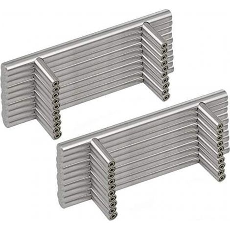 20 poignées en acier inoxydable, espacement des trous de 160 mm, poignées en T en acier brossé, pour portes d'armoires (1/5)