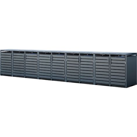 Westmann Metall Mülltonnenbox Kubus 9er  9x240 L  Anthrazit  596x80x116 cm