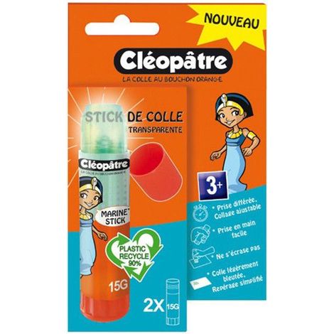 Lot de 2 bâtons de colle bleutée Marine'stick - 15g - Cléopâtre