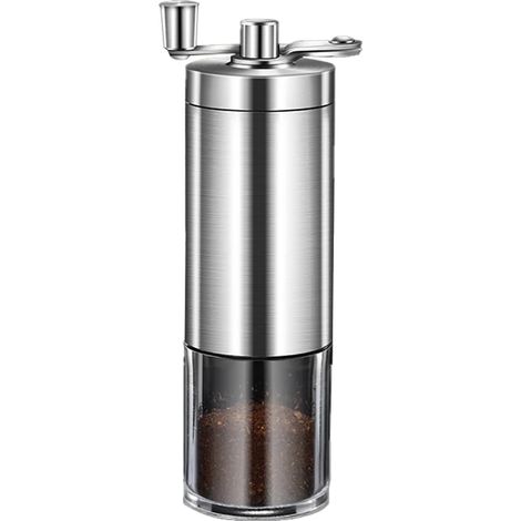 Moulin à café manuel avec réglages externes, meule conique en céramique, boîtier en acier inoxydable, portable pour cafetière à piston et expresso. (1/5)