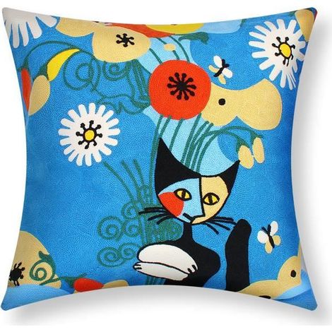 Lot de 2 Housses de Coussin 45x45 cm Brodées Art Felora (1/5)