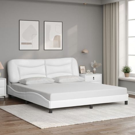 Cadre de lit sans matelas-Structure de lit Hvar blanc 180x200 cm similicuir (1/5)